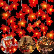 maple leaf light 8 modes memory function thanksgiving fall light patio holiday halloween and party decoration string lights waterproof 3aa battery powered 3m/9 logo