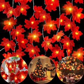 img 4 attached to Maple Leaf Light 8 Modes Memory Function Thanksgiving Fall Light Patio Holiday Halloween And Party Decoration String Lights Waterproof 3AA Battery Powered 3M/9