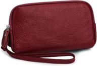 yaluxe wristlet genuine leather removable women's handbags & wallets and wristlets logo