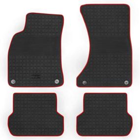 img 3 attached to 🚗 SAN AUTO Custom Fit Car Floor Mat for Audi A4 2017-2021 | Black Red Rubber Auto Floor Liners | Heavy Duty All Weather | Odorless