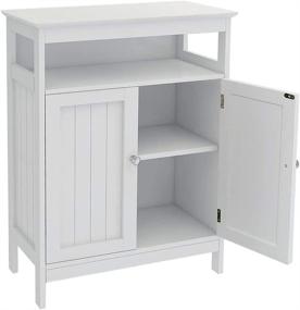 img 2 attached to White Freestanding Bathroom Floor Cabinet: Versatile Kitchen Storage Solution with Shelves and Doors