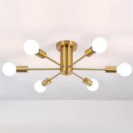 💡 mrhyswd 6-light semi flush mount sputnik chandelier: industrial modern lighting fixture for bedroom & living room логотип