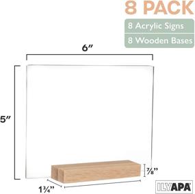 img 3 attached to 📋 Ilyapa 8 Pack Acrylic Sign Holders with Natural Wood Stands - Small 5x6 Inch Blank Table Numbers Set for Weddings