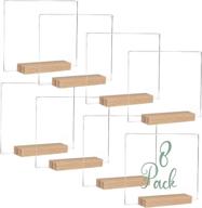 📋 ilyapa 8 pack acrylic sign holders with natural wood stands - small 5x6 inch blank table numbers set for weddings logo