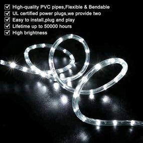 img 2 attached to Versatile LED Rope Lights: 50ft Waterproof Daylight-White for Outdoor Use - Connectable, Cuttable, and Bright Lighting Ideal for Deck, Patio, Camping, Christmas Decor