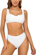 👙 angimelo women's two piece swimsuit: high waisted, high cut crop top and cheeky bikini set for sports and bathing logo