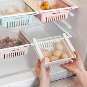 img 4 attached to 🧺 4 Pack Retractable Fridge Drawer Organizer - Unique Design Pull Out Bins - Small Size, FIT FOR Under 0.5'' Fridge Shelf - Efficient Fridge Storage Solution