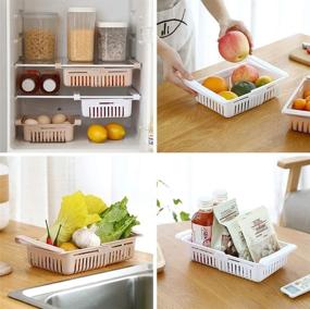 img 3 attached to 🧺 4 Pack Retractable Fridge Drawer Organizer - Unique Design Pull Out Bins - Small Size, FIT FOR Under 0.5'' Fridge Shelf - Efficient Fridge Storage Solution