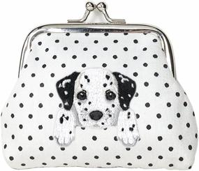 img 1 attached to DALMATIAN Embroidered Puppy Dog Coin Purse Wallet with White Polka Dots - Cute and Stylish!