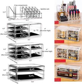 img 3 attached to Organize and Display Your Makeup in Style with Cq Acrylic's Set of 4 Large Clear Makeup Organizers: Skin Care Cosmetic Display Cases Stackable Storage Box with 11 Drawers