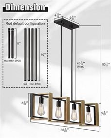 img 1 attached to 🏡 Rustic Farmhouse Chandelier – Ken & Ricky, 4-Light Fixture for Dining Room, 35.45 inch Kitchen Island Lighting, Pendant Light for Pool Table. Made with Solid Wood and Metal Frame