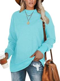 img 4 attached to 👚 Stay Comfy and Stylish: PLMOKEN Plus Size Sweatshirts for Women in Long Sleeve Round Neck - Perfect Tunic Tops for Leggings (M-4XL)