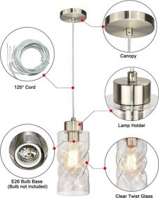 img 2 attached to 💡 Clear Glass Pendant Light Fixtures - Adjustable Mini Pendant Lighting, Ideal Ceiling Hanging Lights for Kitchens, Brushed Nickel Finish