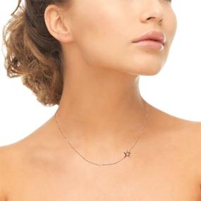 img 1 attached to ⭐️ Polished Sterling Silver Open Star Sideways Chain Necklace - 16" + Extender