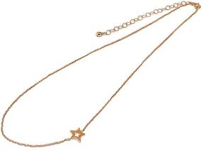 img 2 attached to ⭐️ Polished Sterling Silver Open Star Sideways Chain Necklace - 16" + Extender