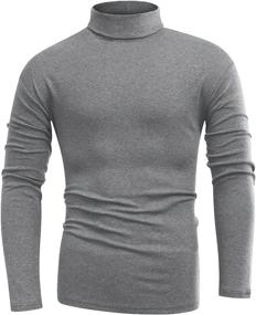 img 4 attached to 👕 Beauhuty Men's Casual Pullover Top - Basic Turtleneck Long Sleeve T-Shirts with Fleece Knitted Comfort