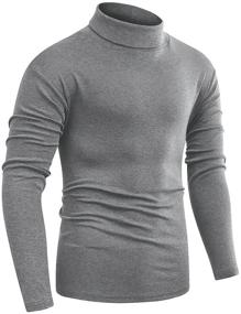 img 3 attached to 👕 Beauhuty Men's Casual Pullover Top - Basic Turtleneck Long Sleeve T-Shirts with Fleece Knitted Comfort