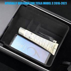 img 3 attached to 🚘 Enhance Your Tesla Model 3 Interior with Linkstyle 2021 Armrest Organizer & Storage Box in Black