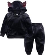 cute ear hooded fleece pullover and pants outfits set for baby boys and girls, by kids tales logo