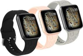 img 3 attached to 🐆 Cheetah Engraved Strap 3 Pack for Apple Watch 38mm 40mm - Leopard Laser Printed Silicone Bands Compatible with iWatch Series 1-6 SE Smartwatch
