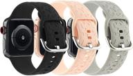 🐆 cheetah engraved strap 3 pack for apple watch 38mm 40mm - leopard laser printed silicone bands compatible with iwatch series 1-6 se smartwatch logo