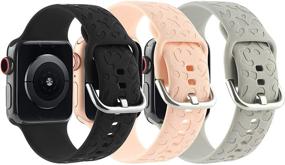 img 4 attached to 🐆 Cheetah Engraved Strap 3 Pack for Apple Watch 38mm 40mm - Leopard Laser Printed Silicone Bands Compatible with iWatch Series 1-6 SE Smartwatch