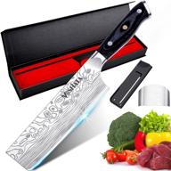 🔪 mosfiata 7-inch nakiri chef's knife with finger guard and blade guard, german high carbon stainless steel en1.4116 vegetable knife, multipurpose kitchen knife with micarta handle in gift box logo