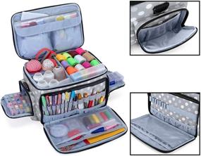 img 2 attached to 🧵 Luxja High Capacity Sewing Accessories Organizer Bag - Sewing Supplies Organizer with Shoulder Strap and Polka Dots (Patent Pending)
