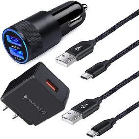 img 4 attached to ⚡️ High-Speed Charging Set: Quick Charge 3.0 Charger (4 in 1) with USB C Fast Charger, Compatible with Google Pixel 4 XL, Samsung Galaxy S20 Note 10, Moto G8 G7 Z4, LG Stylo 5 V40 G8 G7, Wall Block, Car Adapter, 2Pcs 6Ft Type C Cord