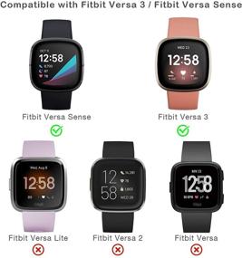 img 3 attached to 💎 2Pack Tensea Bling Protector Case for Fitbit Versa 3 and Fitbit Sense, Diamond Frame Cover Bumper Accessories, Hard PC, Women - Black/Silver