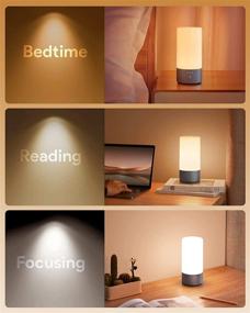 img 2 attached to Hifree Table Lamp: Touch Sensor LED Bedside Lamp for Bedrooms - Tunable Warm White Reading Light with RGB Color Changing Night Lamp (Grey)