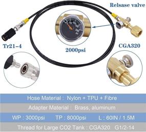 img 2 attached to Soda Maker Co2 Tank Cylinder Adapter with High-Pressure Hose - Upgrade CGA320 to TR21-4 with Gauge, Bleed Valve & 60 inch Connector - Compatible with Soda Club