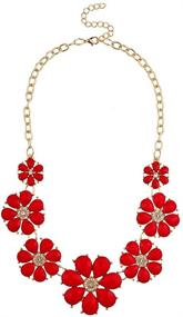 img 2 attached to 🌸 LUX ACCESSORIES Floral Chain Necklace with Stunning Pave Flower Bib Statement Design