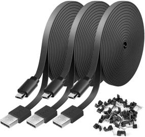 img 4 attached to 🔌 High-Quality 3-Pack 20FT Power Extension Cable for WyzeCam, NestCam, Blink, Yi Camera & More - Durable Sync & Charge Cord in Black