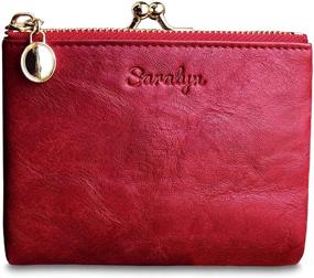 img 2 attached to 💃 Chic Red Womens Wallet: Small Bifold RFID Ladies Mini Vintage Coin Purse with Zipper & Kiss Lock