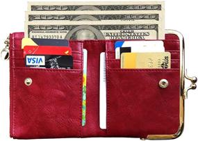 img 3 attached to 💃 Chic Red Womens Wallet: Small Bifold RFID Ladies Mini Vintage Coin Purse with Zipper & Kiss Lock