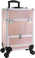 💄 hododou rolling makeup train case with sliding drawer and key - rose gold cosmetic storage cart for women, salon, makeup artists, and nail techs logo