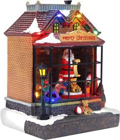 img 3 attached to 🏰 Captivating Christmas Village Santa Shop: Animated, Pre-lit, Musical Winter Snow Village for Enchanting Indoor Decorations & Village Displays