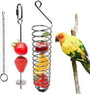 🐦 bird feeder toy: stainless steel skewer for parrots, cockatoos, and cockatiels - hanging foraging food holder for small animals - vegetable fruit feed treating tool logo