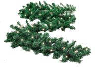 🎄 inhoom 9ft prelit christmas pine garland: 50 battery operated warm white led lights with timer for outdoor display logo