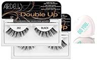 👁️ ardell professional double up lashes, 2-pack: enhance your eyes with sleek compact mirror & 202 black (2-pack) logo