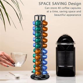 img 3 attached to ☕ Metal Coffee Capsule Storage Holder for Nespresso - 360° Rotatable Carousel Rack, Holds 40 Coffee Pods - Ideal for Home & Office, Black