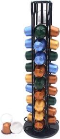 img 4 attached to ☕ Metal Coffee Capsule Storage Holder for Nespresso - 360° Rotatable Carousel Rack, Holds 40 Coffee Pods - Ideal for Home & Office, Black