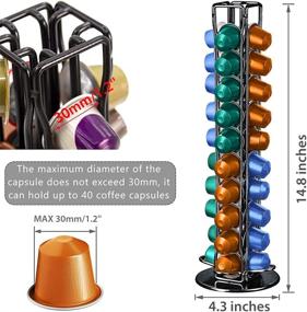 img 1 attached to ☕ Metal Coffee Capsule Storage Holder for Nespresso - 360° Rotatable Carousel Rack, Holds 40 Coffee Pods - Ideal for Home & Office, Black