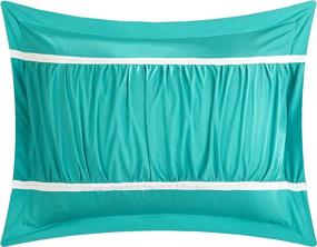 img 1 attached to Turquoise Full/Queen Comforter Set with Pleated & Ruffled Chevron Reversible Backing - Includes Shams and Decorative Pillows - Chic Home CS2589-AN