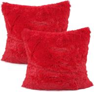 pack of 2, christmas decorative new luxury series merino style faux fur throw pillow case cushion cover 18x18 inches, red - your smile logo