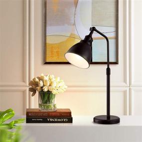 img 3 attached to 💡 Modern Industrial Black Metal Table Lamp with Flexible Head and Marble Base - Adjustable Height, LED Bulb Included