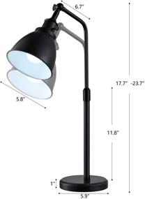 img 2 attached to 💡 Modern Industrial Black Metal Table Lamp with Flexible Head and Marble Base - Adjustable Height, LED Bulb Included