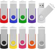 kootion 16gb flash drive 10 pack - usb thumb drive memory stick with keychain design, mixcolored swivel jump drive logo