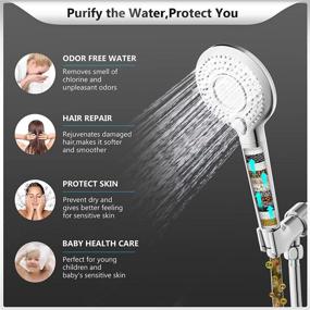 img 1 attached to 🚿 High Pressure Handheld Shower Head with Filter, FEELSO 3 Spray Mode Showerhead with 60&#34; Hose, Bracket and 15 Stage Water Softener Filters for Hard Water - Removes Chlorine and Harmful Substances